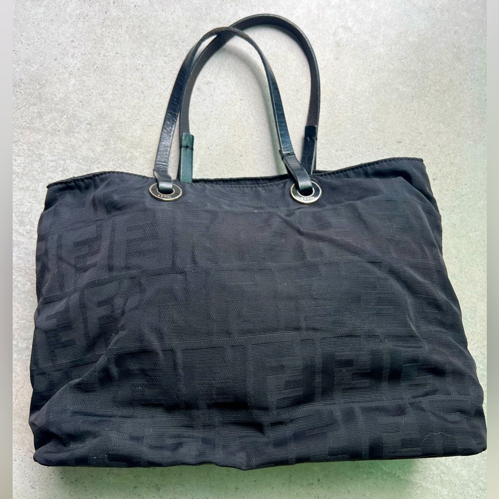 Authentic Fendi vintage zucca print mini tote bag black
